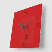 Moderne Rode Vierkante Wandklok Ontwerper Klok (Hoek)