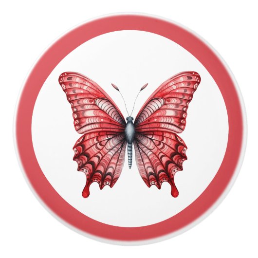 Moderne rode vlinder meisje lade knop (Voorkant)