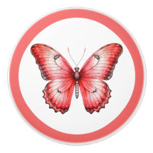 Moderne rode vlinder  meisje lade knop