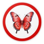 Moderne rode vlinder  meisje lade knop (Voorkant)