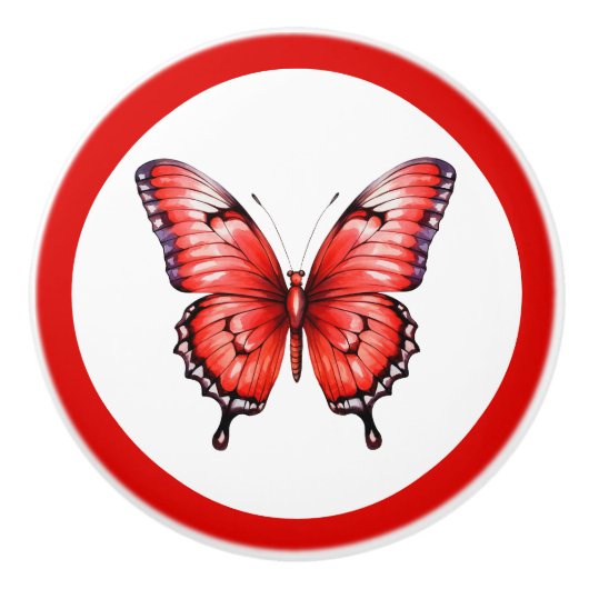 Moderne rode vlinder  meisje lade knop (Voorkant)