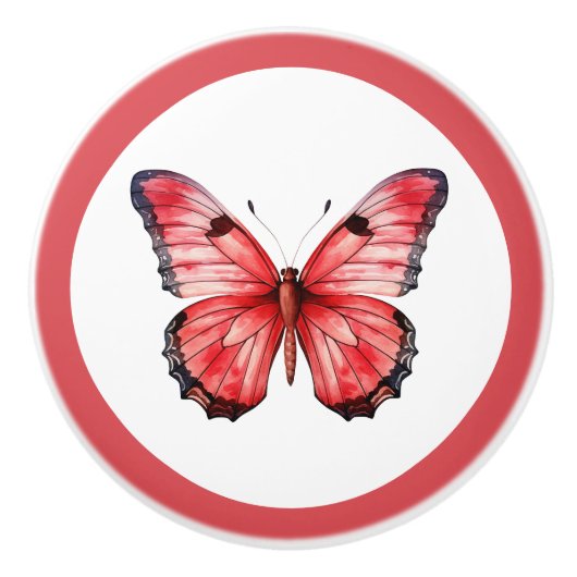 Moderne rode vlinder  meisje lade knop (Voorkant)