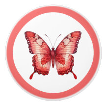 Moderne rode vlinder  meisje lade knop