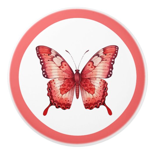 Moderne rode vlinder  meisje lade knop (Voorkant)