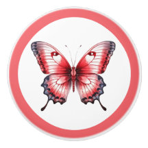 Moderne rode vlinder  meisje lade knop