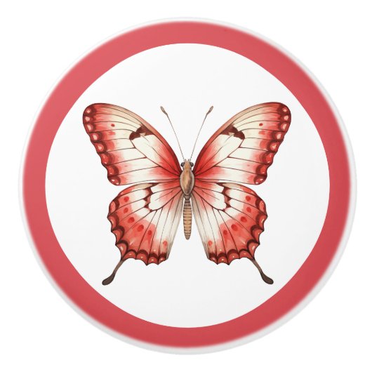 Moderne rode vlinder meisje lade knop (Voorkant)