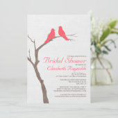 Moderne Rode Vogels Bridal Shower Invitations Kaart (Staand voorkant)