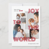 Moderne rode vreugde aan de wereld overlay foto co feestdagenkaart (Voorkant)