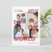 Moderne rode vreugde aan de wereld overlay foto co feestdagenkaart (Staand voorkant)
