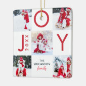 Moderne Rode Vreugde Checkerboard Familie Fotocoll Keramisch Ornament (Links)