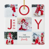 Moderne Rode Vreugde Checkerboard Familie Fotocoll Keramisch Ornament (Achterkant)
