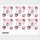 Moderne Rode Vreugde Checkerboard Familie Fotocoll Vierkante Sticker (Vel)