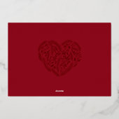 Moderne Rode Vreugde Vrolijke Kerstmis Hart Krans  Folie Feestdagenkaart (Achterkant)