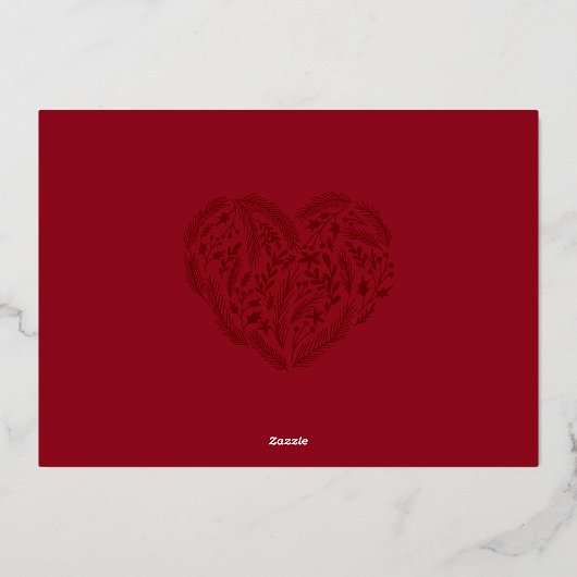 Moderne Rode Vreugde Vrolijke Kerstmis Hart Krans  Folie Feestdagenkaart (Achterkant)