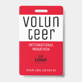 Moderne Rode Vrijwilliger ID Logo QR Code Badge