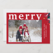 Moderne rode vrolijke foto feestdagenkaart (Voorkant)