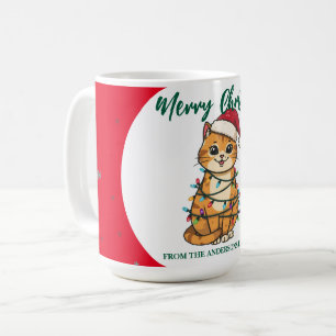 moderne rode vrolijke kat sneeuwvlok kerst katje C Koffiemok