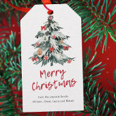 Moderne rode vrolijke kerst chique vakantieboom cadeaulabel