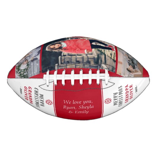 Moderne rode vrolijke kerst opa foto collage american football (Voorkant)