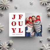 Moderne rode vrolijke kerstfoto feestdagenkaart