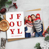 Moderne rode vrolijke kerstfoto feestdagenkaart