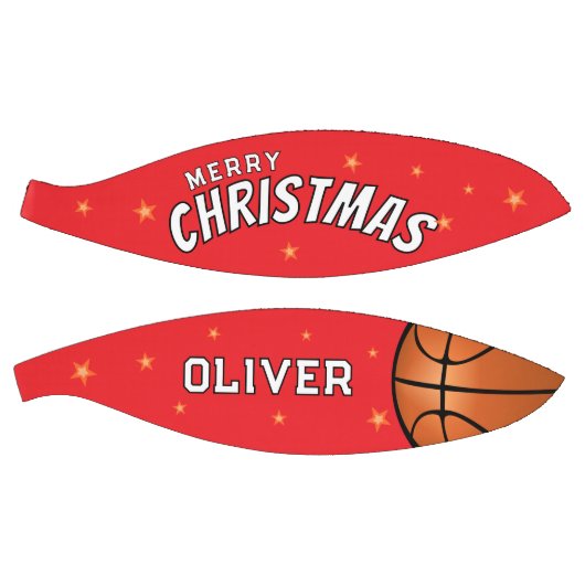 Moderne rode vrolijke kerststerren Keepsake Basketbal (Panelen)