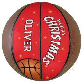 Moderne rode vrolijke kerststerren Keepsake Basketbal (Verticaal)