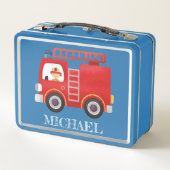 Moderne Rode Vuurwagen Gepersonaliseerde Naam Truc (Achterkant)