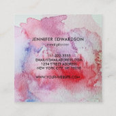 Moderne rode waterverf met gouden zwarte lijst vierkante visitekaartje (Achterkant)