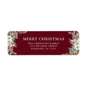 Moderne Rode Waterverf Pine Greenery Christmas Etiket (Voorkant)