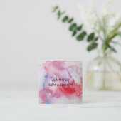 Moderne rode waterverf splaatstprofessioneel vierkante visitekaartje (Staand voorkant)