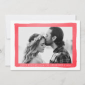 Moderne rode waterverflijst foto feestdagenkaart (Voorkant)