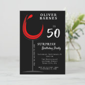 Moderne rode wijn 50e verjaardag verrassingsfeest kaart (Staand voorkant)