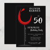 Moderne rode wijn 50e verjaardag verrassingsfeest kaart (Voorkant / Achterkant)