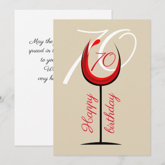 Moderne rode wijn 70e verjaardag (Voorkant / Achterkant)