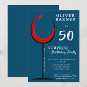 Moderne Rode Wijn Glas 50ste Verjaardag Surprise P Kaart (Voorkant / Achterkant)