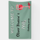 Moderne rode wijn glas 70ste verjaardagsfeest bann spandoek (Verticaal)