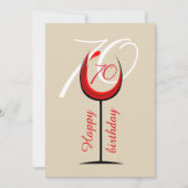 Moderne Rode Wijn Glas Script 70ste Verjaardag Kaart (Voorkant)