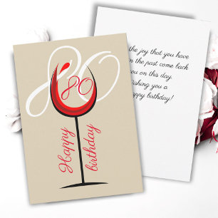 Moderne rode wijn Glass 80e Kaart op zaterdag