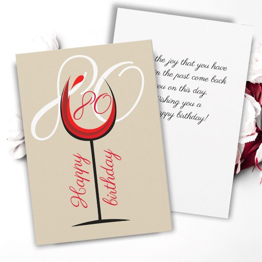 Moderne rode wijn Glass 80e Kaart op zaterdag