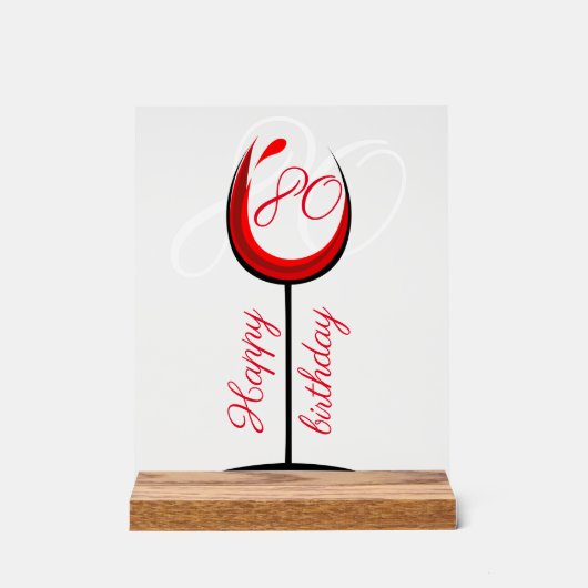 Moderne rode wijn Glass 80e verjaardag Acryl Bord (Voorkant)