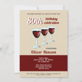 Moderne rode wijn Glass 80e verjaardag Kaart (Voorkant)