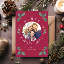 Moderne Rode Winter Botanicals Kerst Foto