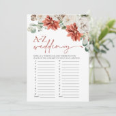 Moderne Rode Winter Bruiloft A-Z Vrijgezellenfeest Kaart (Staand voorkant)