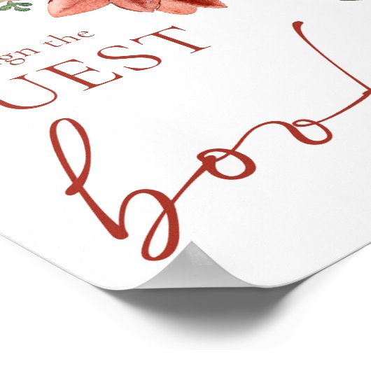 Moderne Rode Winter Kerstmis Gastenboek teken Poster (Hoek)