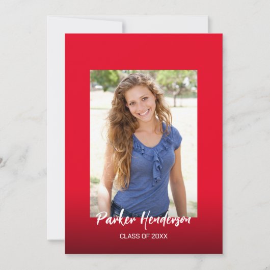 Moderne Rode Witte 2 Foto Afstudeer Uitnodiging (Voorkant)