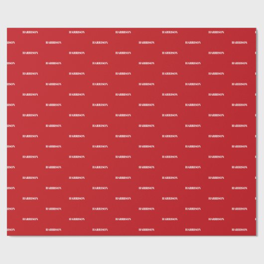 Moderne rode witte aangepaste naam Verjaarstift te Cadeaupapier (Vlak)