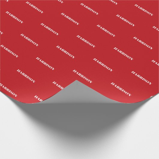 Moderne rode witte aangepaste naam Verjaarstift te Cadeaupapier (Hoek)