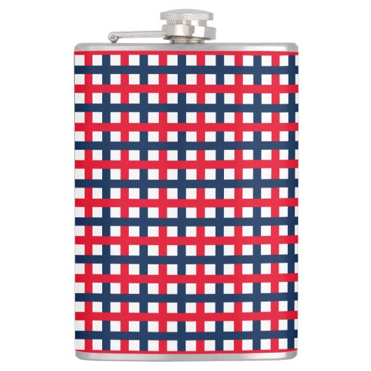 Moderne rode witte blauwe patriottische raster voo heupfles (Voorkant)
