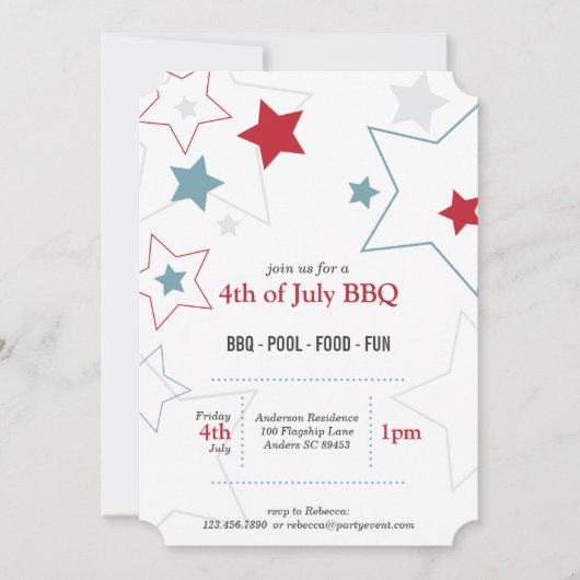 Moderne rode witte & blauwe sterren kaart (Voorkant)